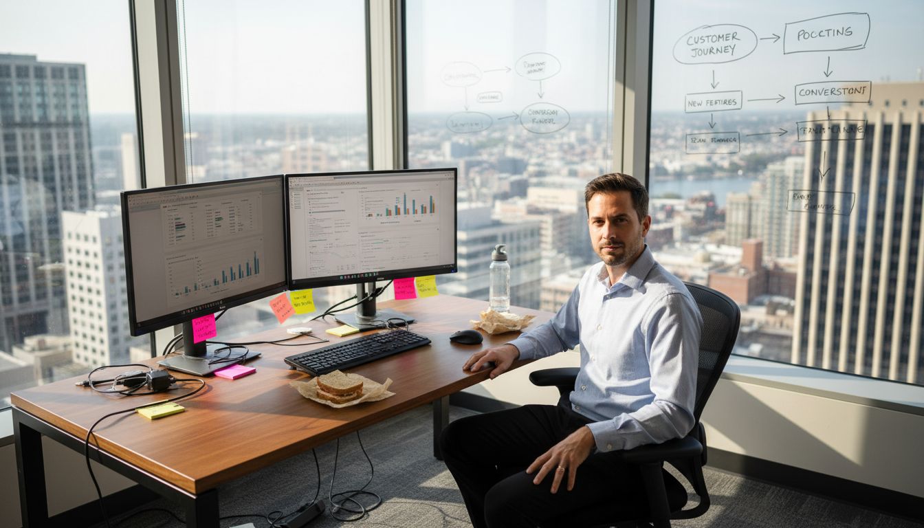E-commerce manager reviewing product analytics workspace