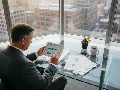 Executive viewing content analytics dashboard