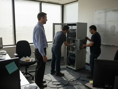 IT manager supervising server upgrade process