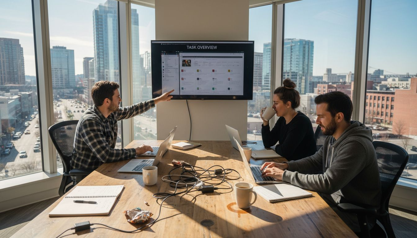 Digital agency team using project dashboard
