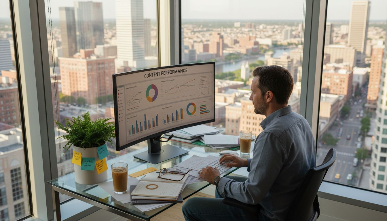 SaaS manager checking content analytics dashboard