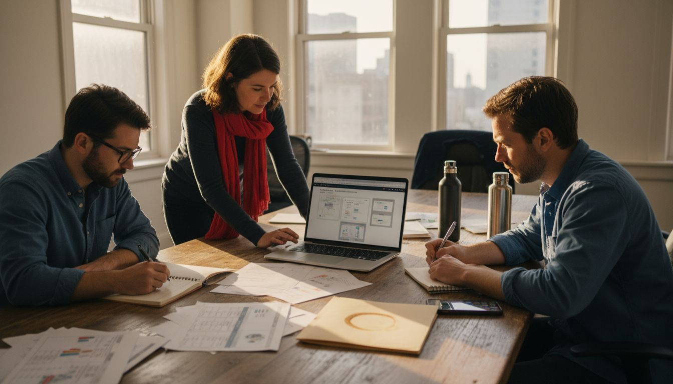 Team managing SaaS content workflow together