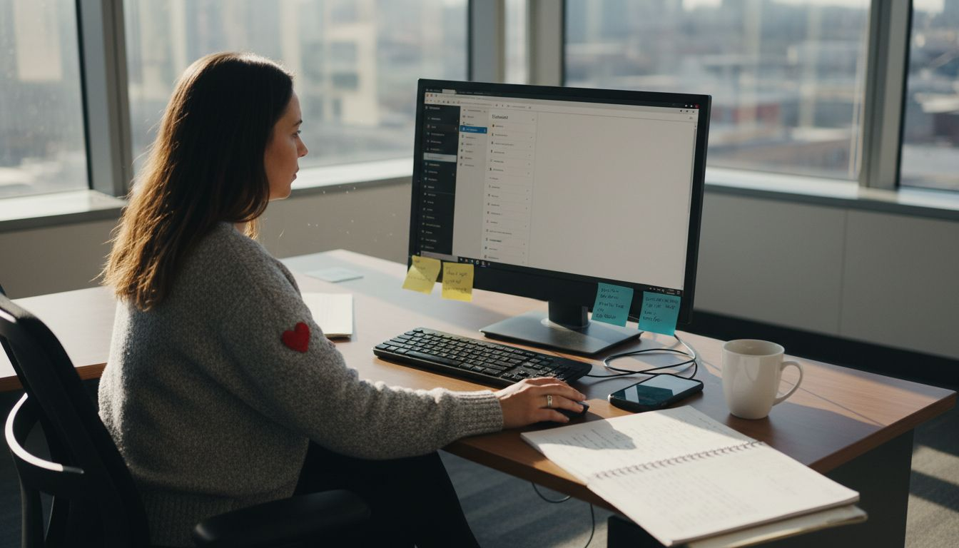 Admin user working in bright office