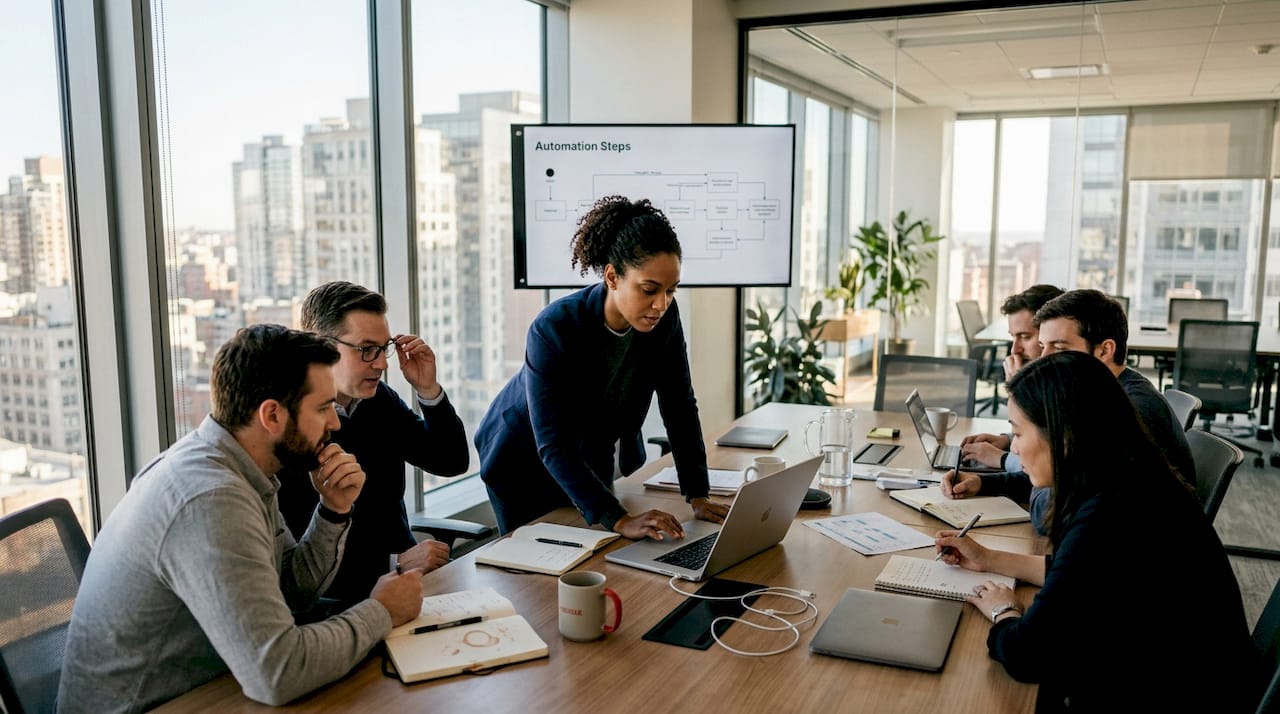 SaaS team reviews workflow automation steps
