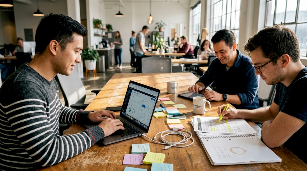 SaaS team working on web optimization together