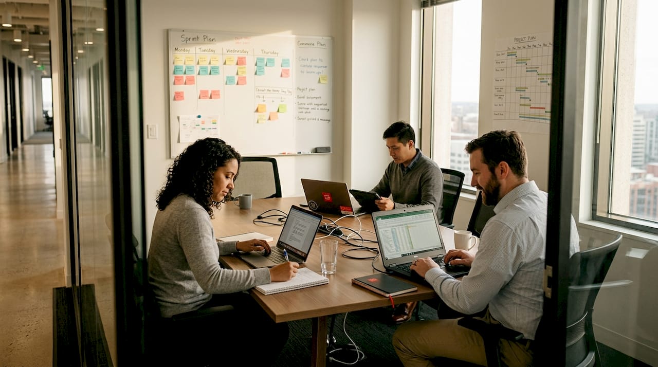 SaaS team working on media management