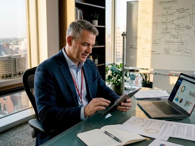 CIO reviewing digital strategy at desk