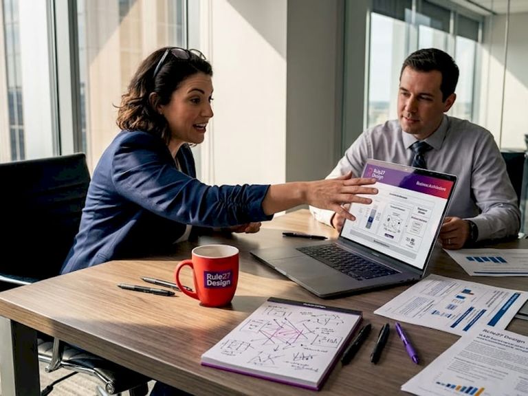 SAP architect in corner office meeting