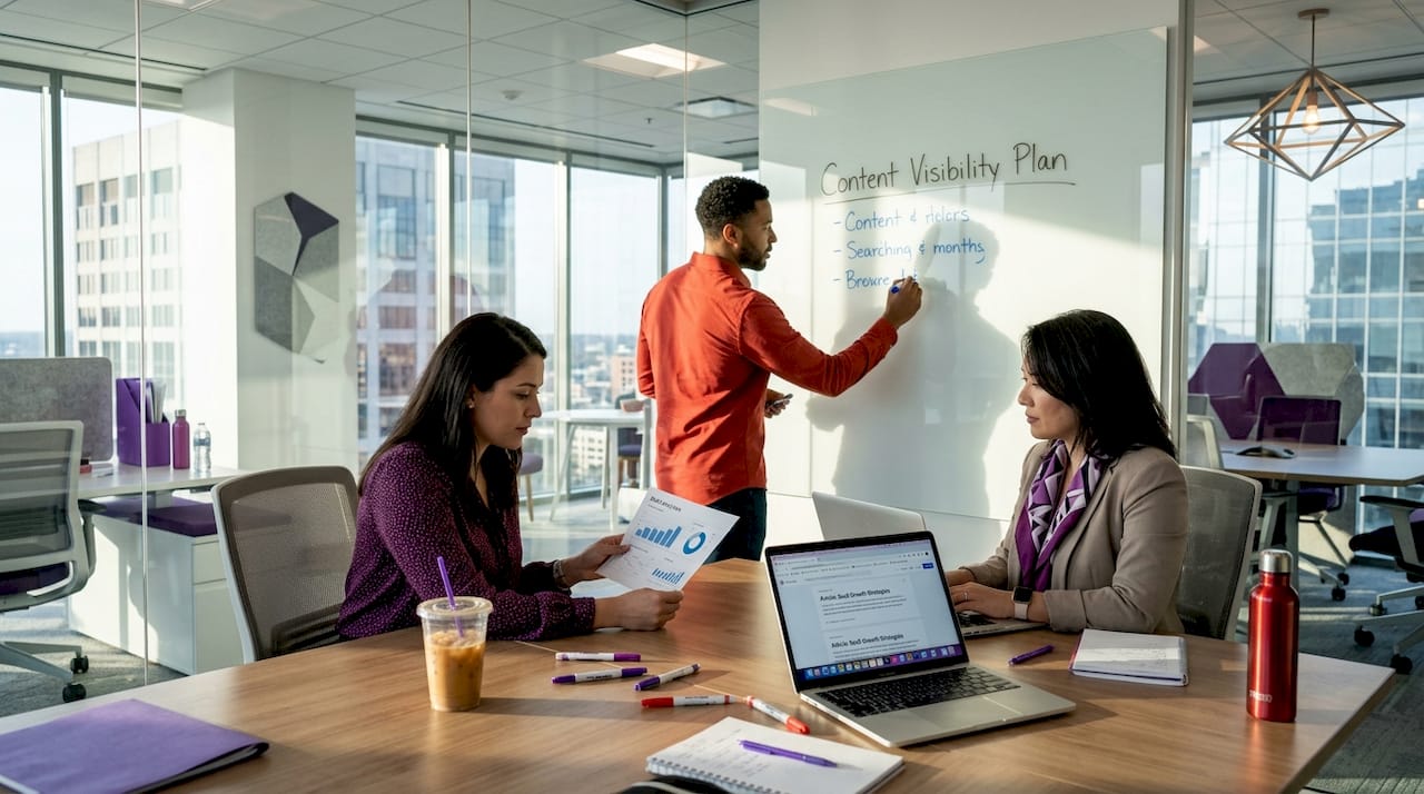 SaaS team strategizing content visibility