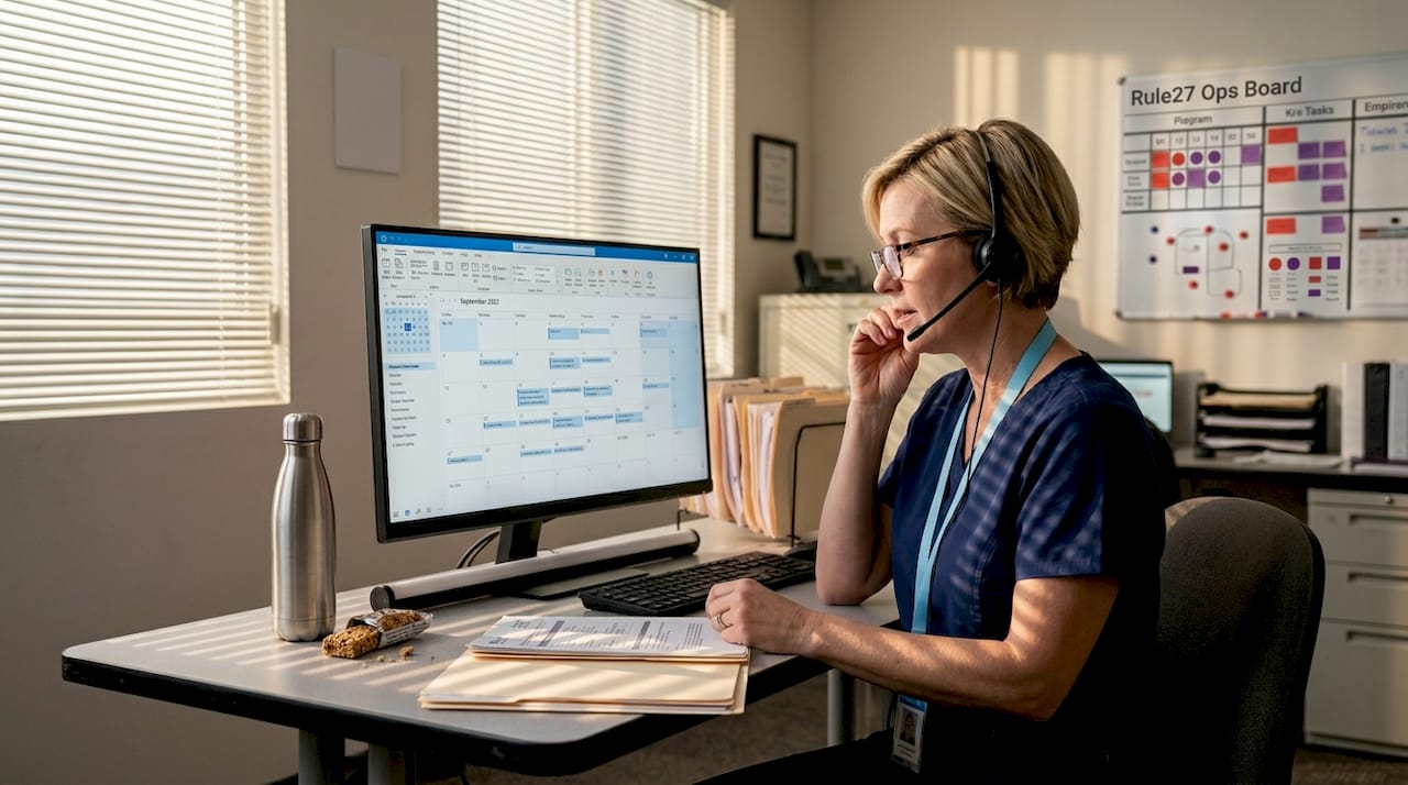 Hospital administrator using workflow automation tools