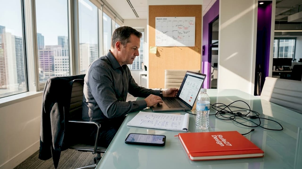 Executive reviewing digital transformation dashboard