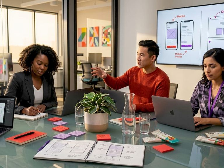 Product team collaborating on cross-platform design