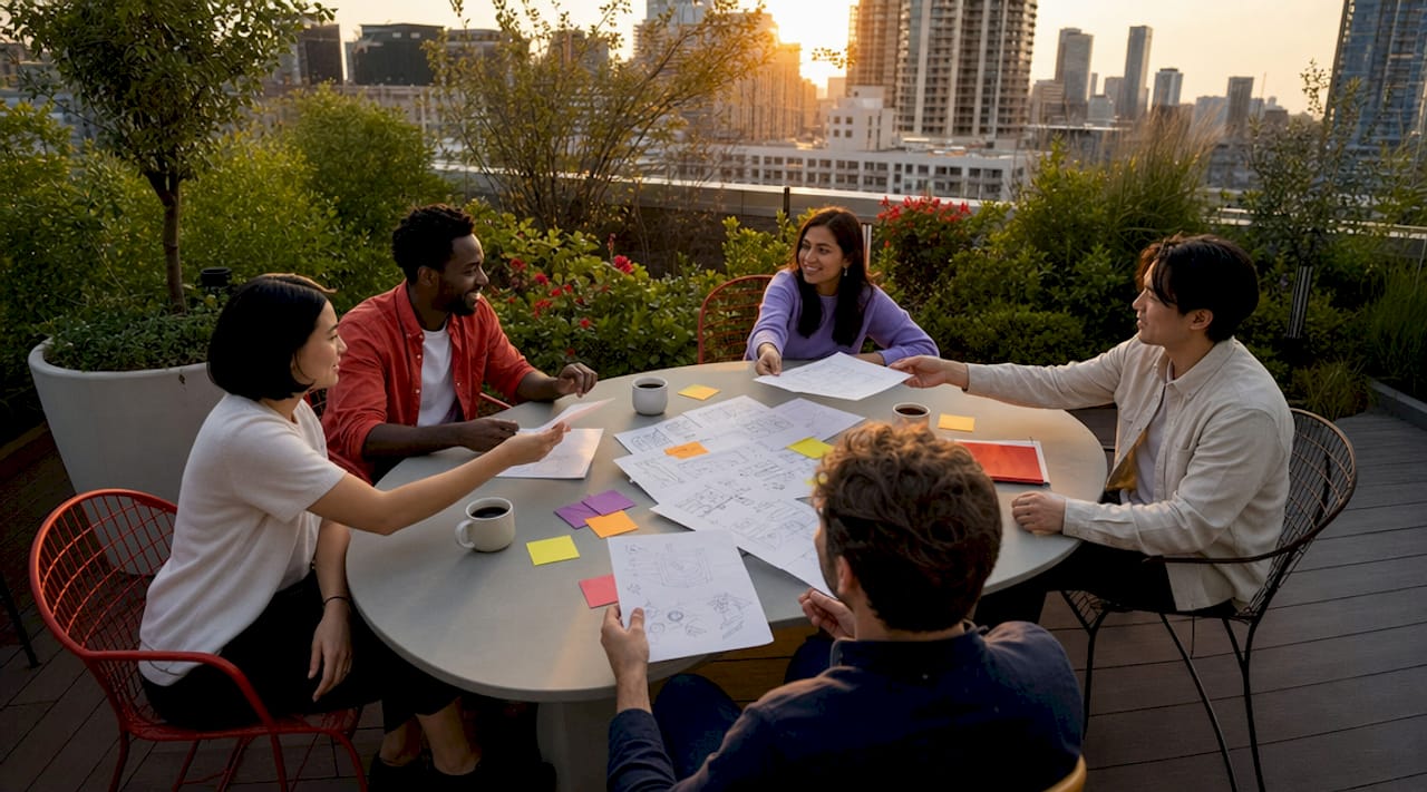 Team collaborating on stakeholder-driven design