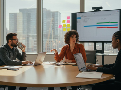 Tech leads coordinating projects in meeting