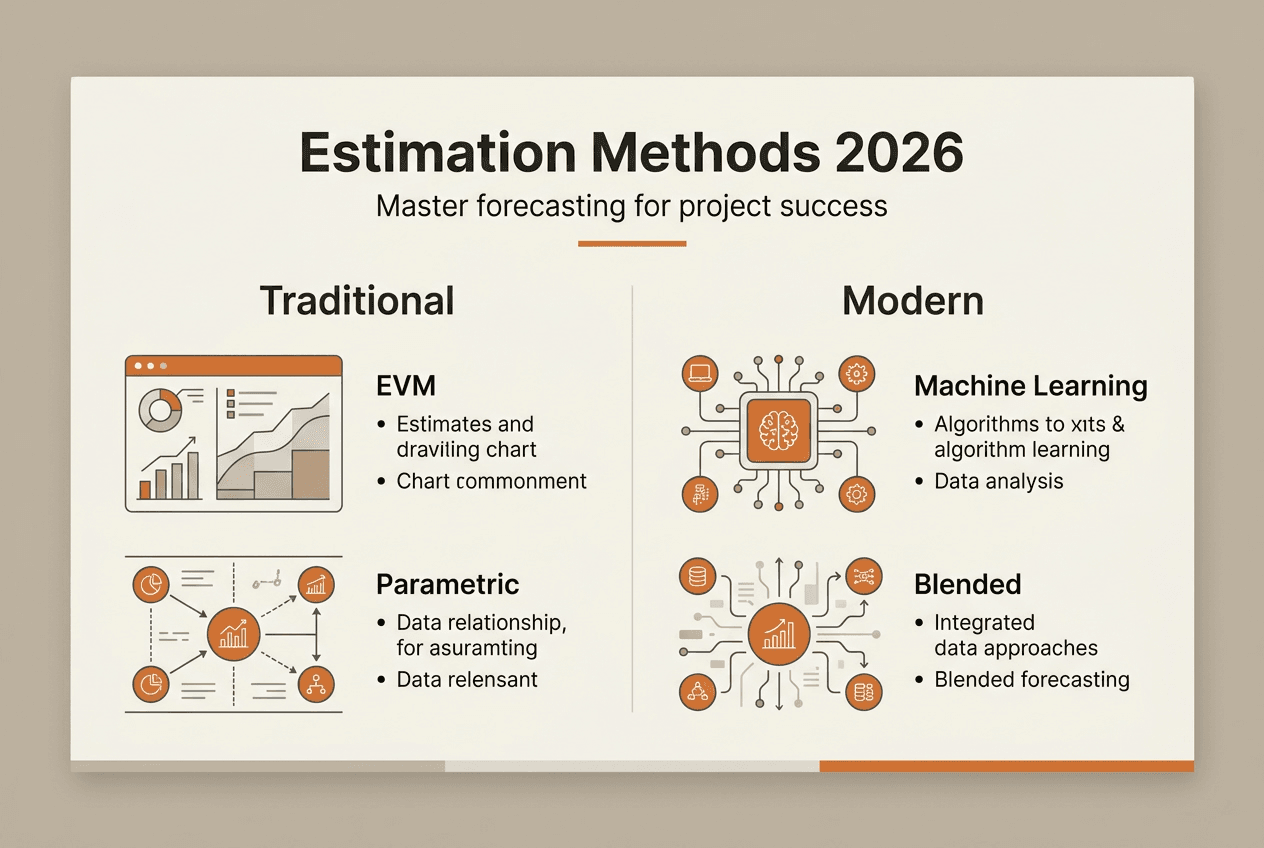 Infographic of project estimation methods 2026