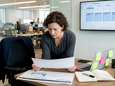 Manager reviews agile transformation charts