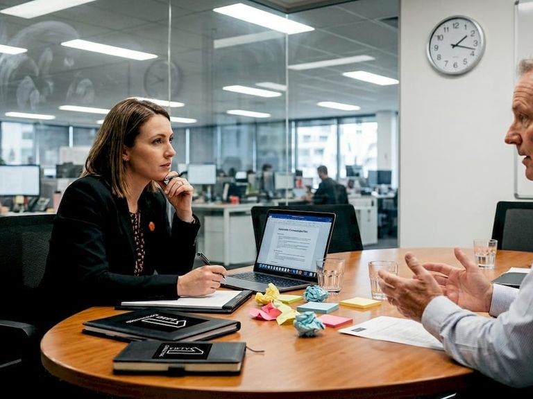 Manager practicing reflective listening in meeting
